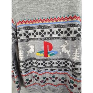 Numskull Mens M Playstation Graphic Gamer Ugly Sweater Gray Christmas Holiday